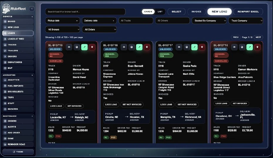 RideFleet loads workspace